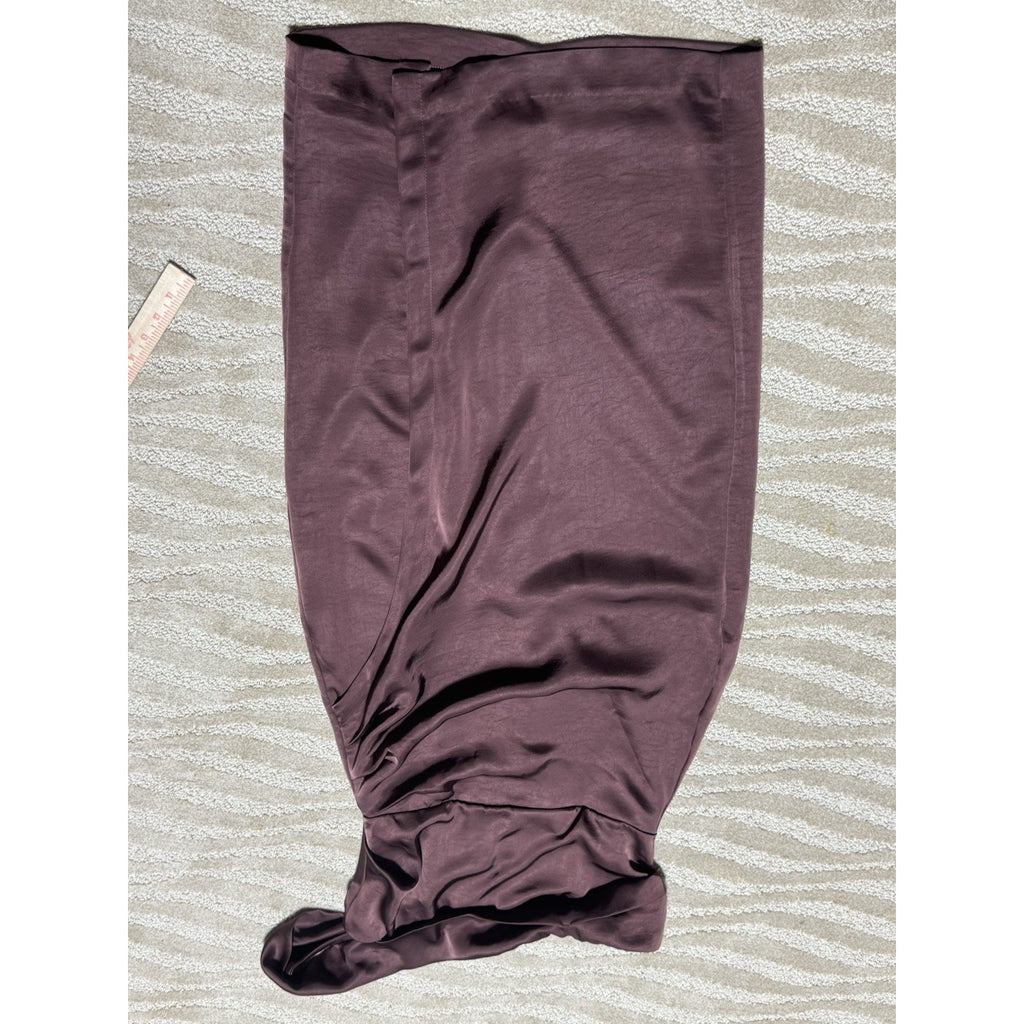 ASTR The Label One Shoulder Satin Midi Dress Mauve Plum Side Slit Cocktail M