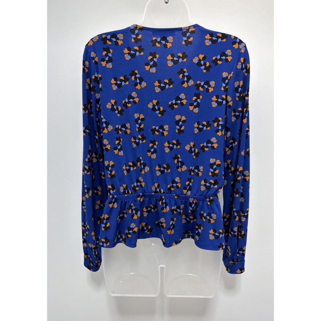 Banana Republic Floral Faux Wrap Peplum long sleeve Blouse Sz S