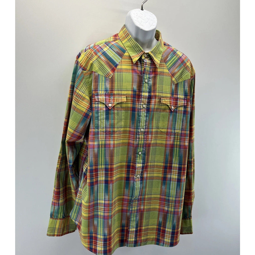 Vtg Polo Ralph Lauren Shirt Men XXL Western Pearl Snap Southwestern Colorful