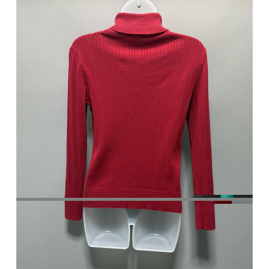 Talbots Turtleneck Sweater Size Petite M Thin Ribbed Knit Pullover Sweater Red