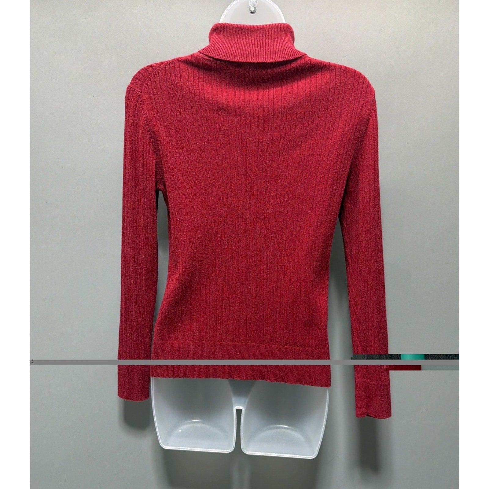 Talbots Turtleneck Sweater Size Petite M Thin Ribbed Knit Pullover Sweater Red