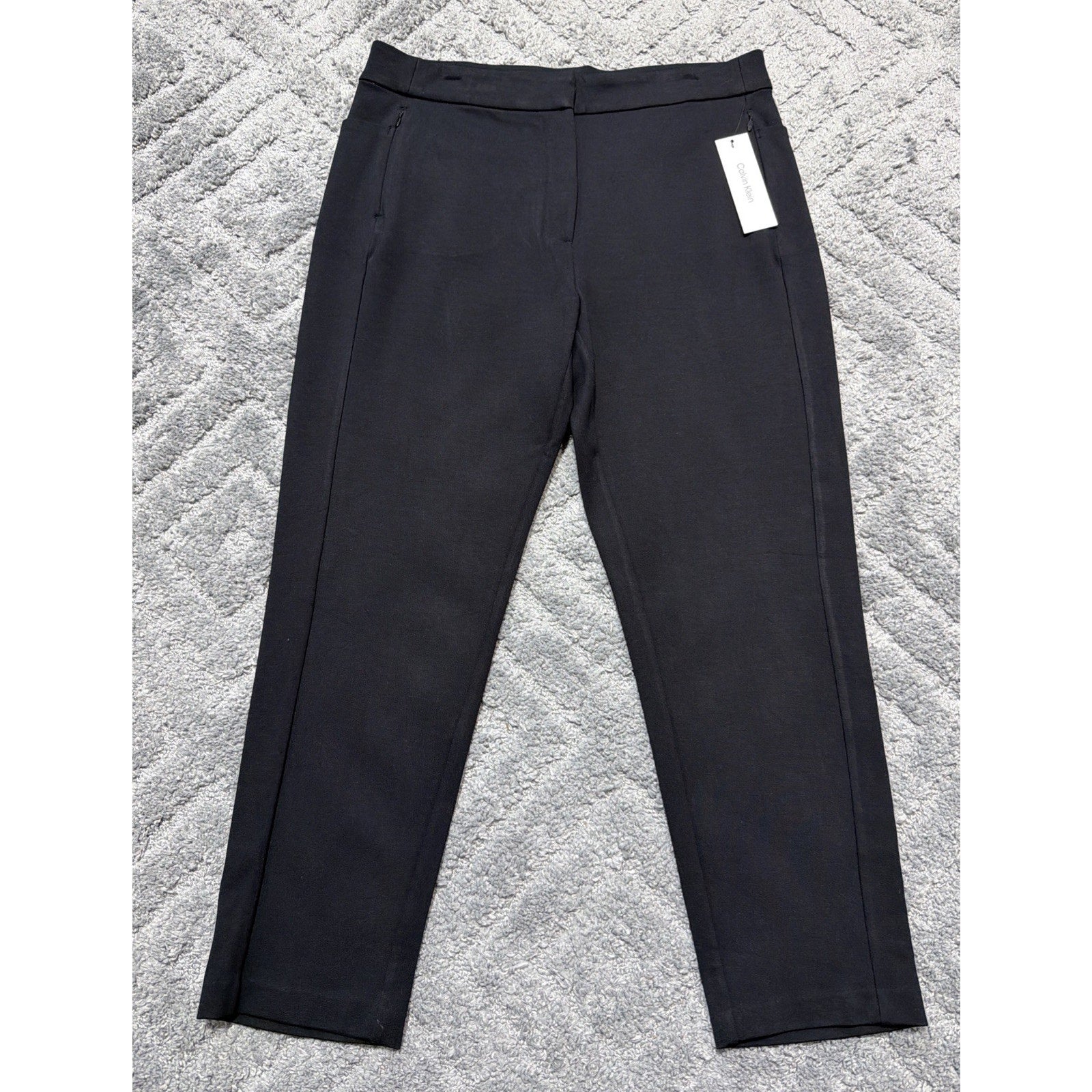 New Women's Calvin Klein Modern Essentials Black Dress Pants Pockets 16