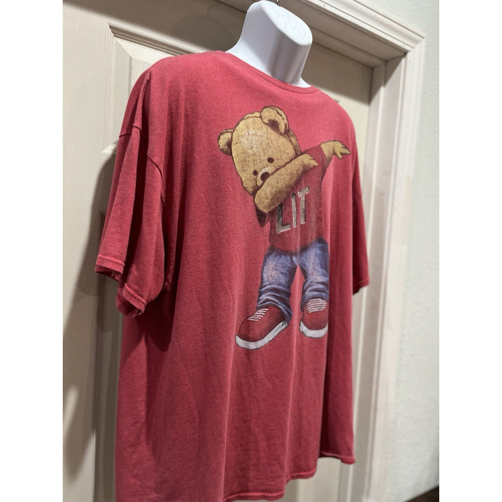 Dabbing Bear T Shirt Enti Tee Dab Street Wear Graphic Red Shirt Size Men’s 3XL