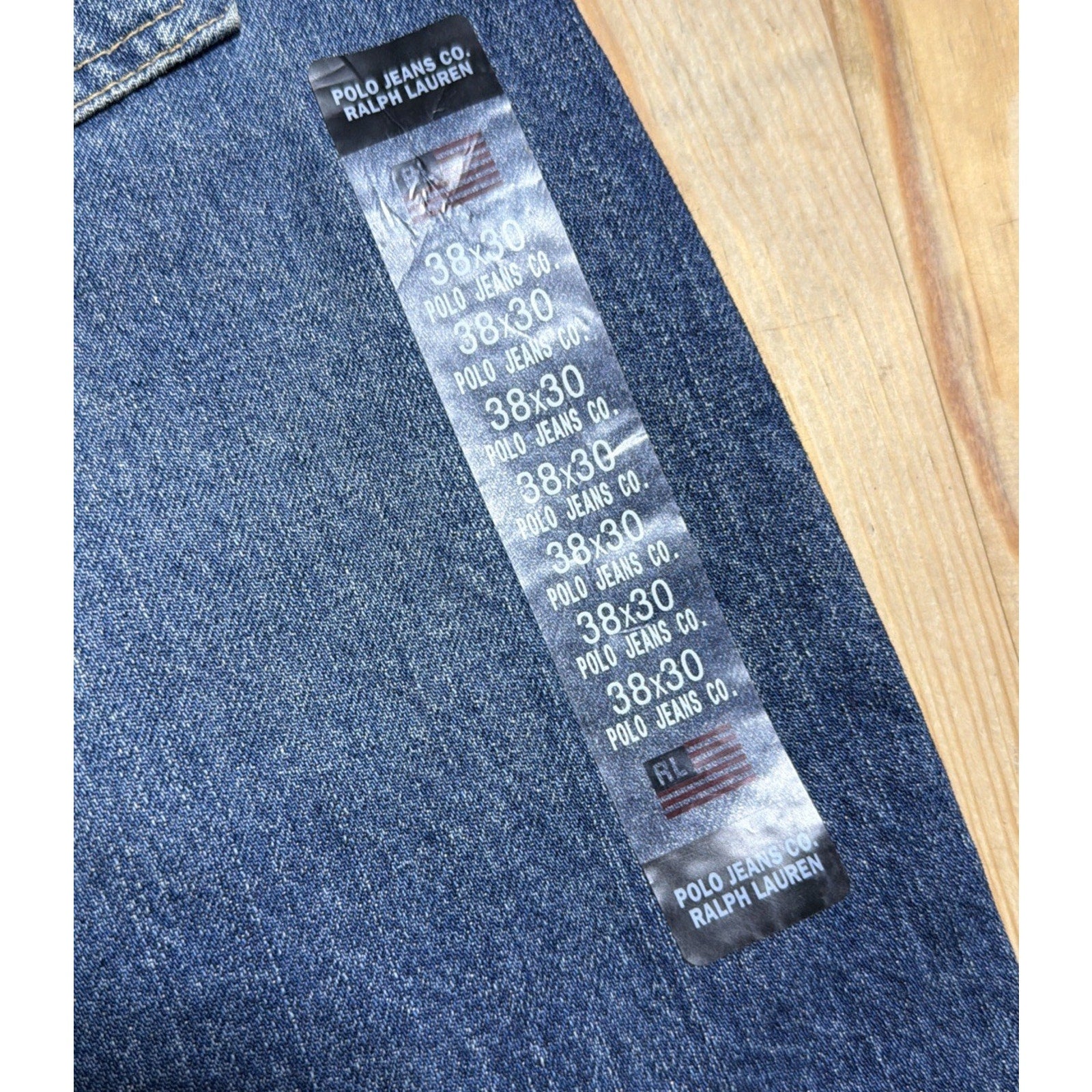 Vintage Ralph Lauren Polo Jeans Co Baggy Fit Blue Denim Loose Fit 38x30 NWT