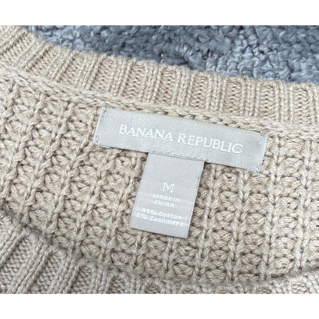 Banana republic women’s beige cashmere blend waffle knit sweater Soft Cozy M