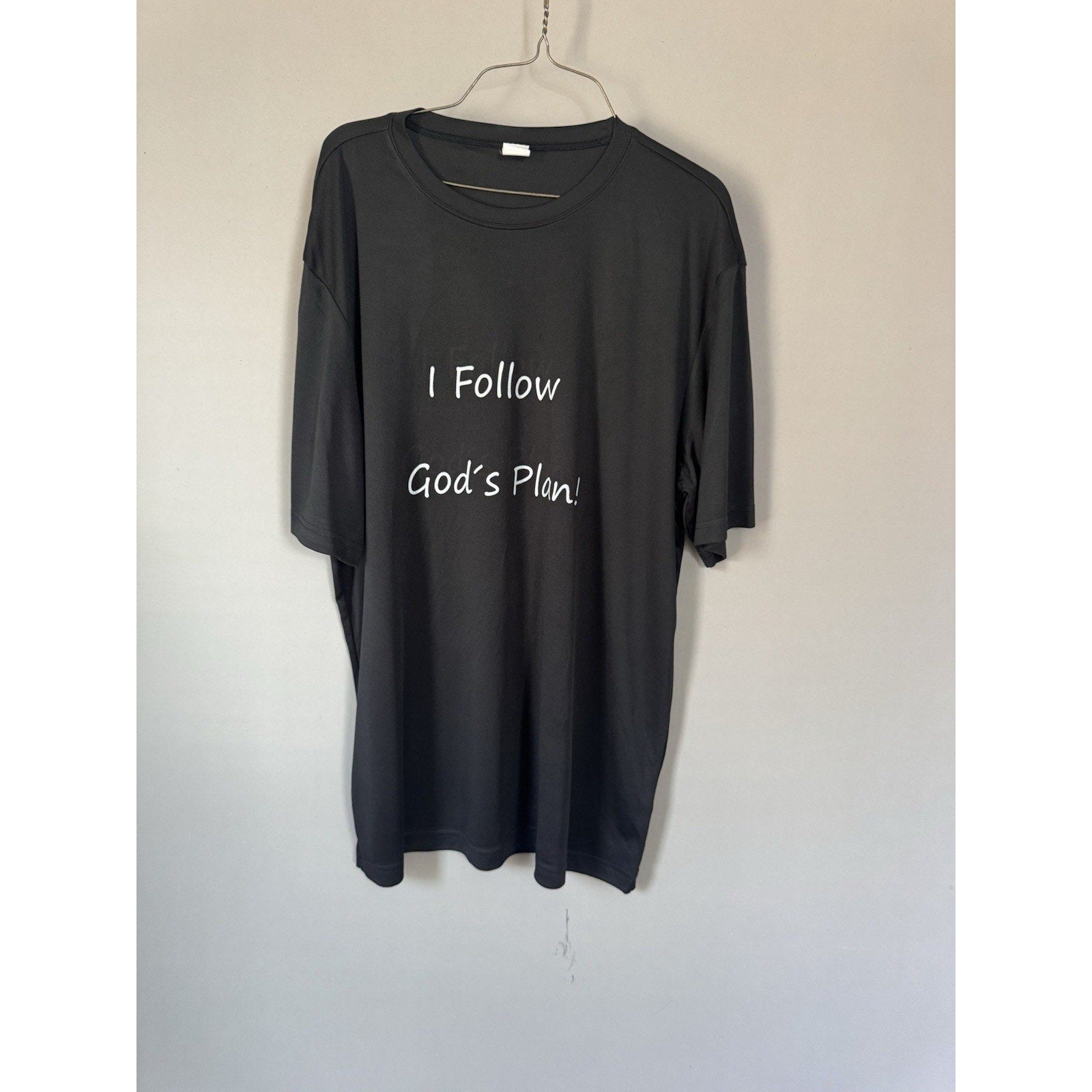 Sport-Tek XL I Follow God’s Plan Graphic T-Shirt Black Faith Christian