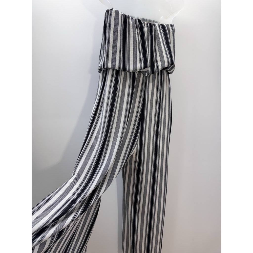 PROMESA Black And White Striped Sleeveless Wide Leg Jumpsuit Women’s Size Small
