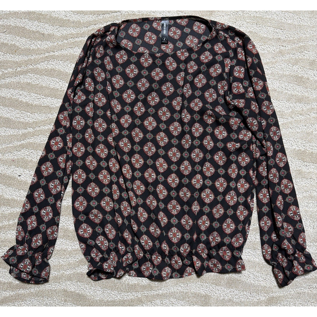 Agnes & Dora Womens L Pullover Cinched Waist Blouse Floral Boho