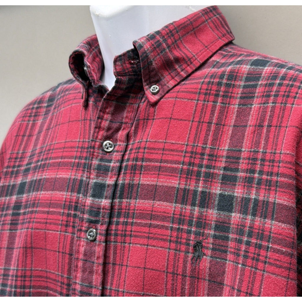 Vtg Ralph Lauren Shirt Mens Sz M Blake Plaid Long Sleeve Flannel Button Down