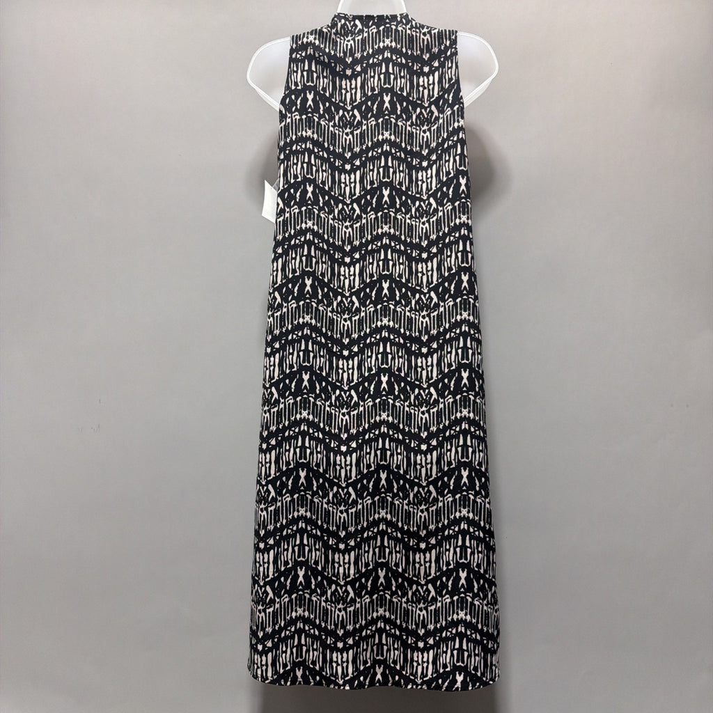LULAROE Duster Vest JOY XSmall Black White Aztec Pattern Lightweight Slit NWT