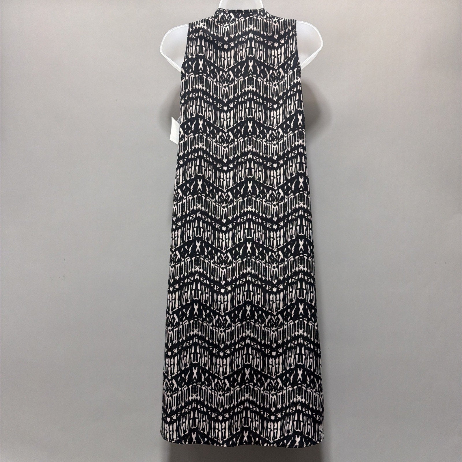 LULAROE Duster Vest JOY XSmall Black White Aztec Pattern Lightweight Slit NWT