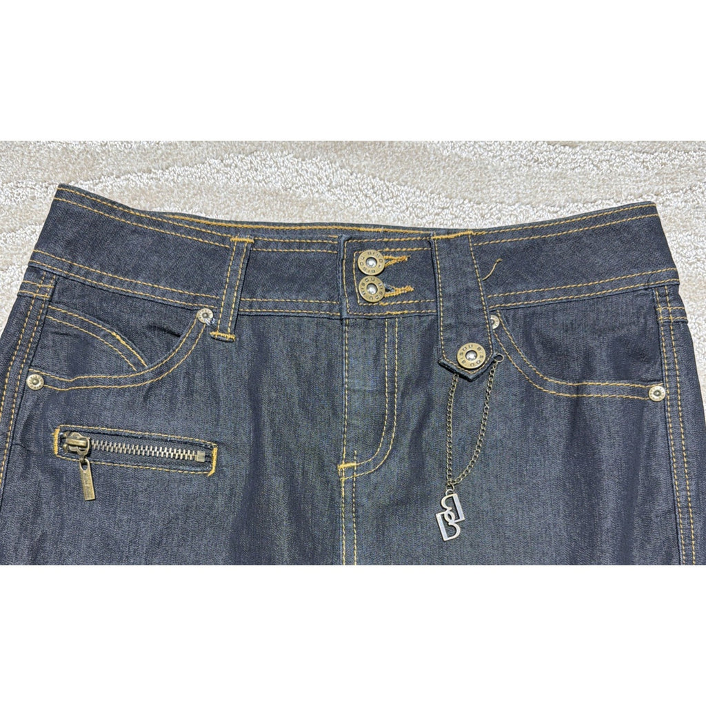 BISOU BISOU sz 4 Flared Denim Mermaid Long Jean Skirt Michele Bohbot Dark Denim