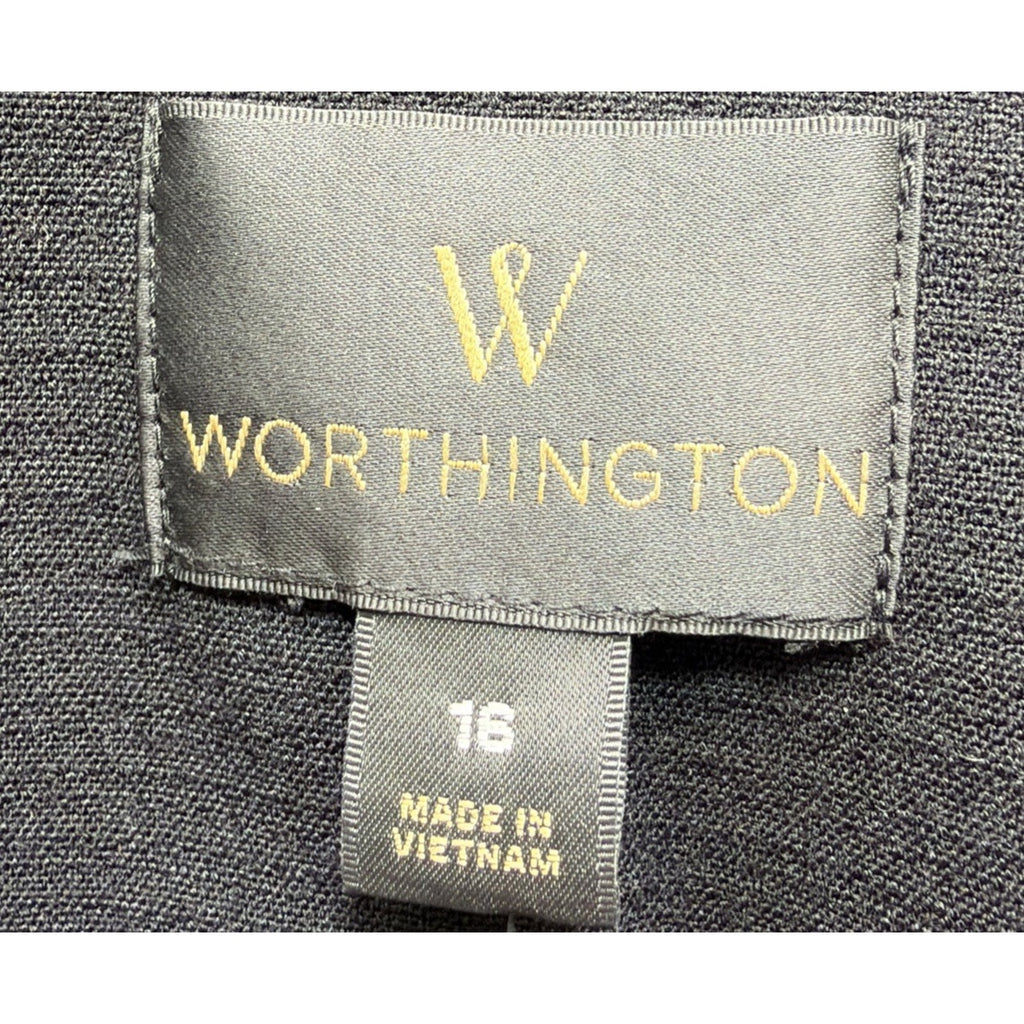 Worthington Jacket Size 16 Two Tone Faux Leather Shoulder Pad Open Womens New