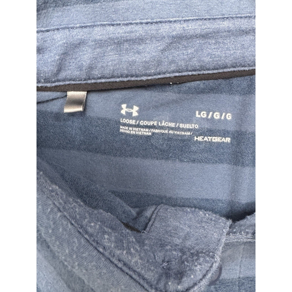 Under Armour Polo Shirt Blue Stripes Performance Moisture Wicking Men’s Size L