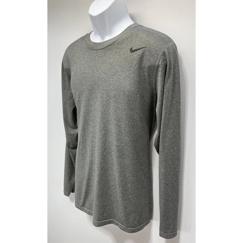 Mens Nike Dri Fit Training Long Sleeve Shirt Size L Gray Running Casual Gym Run