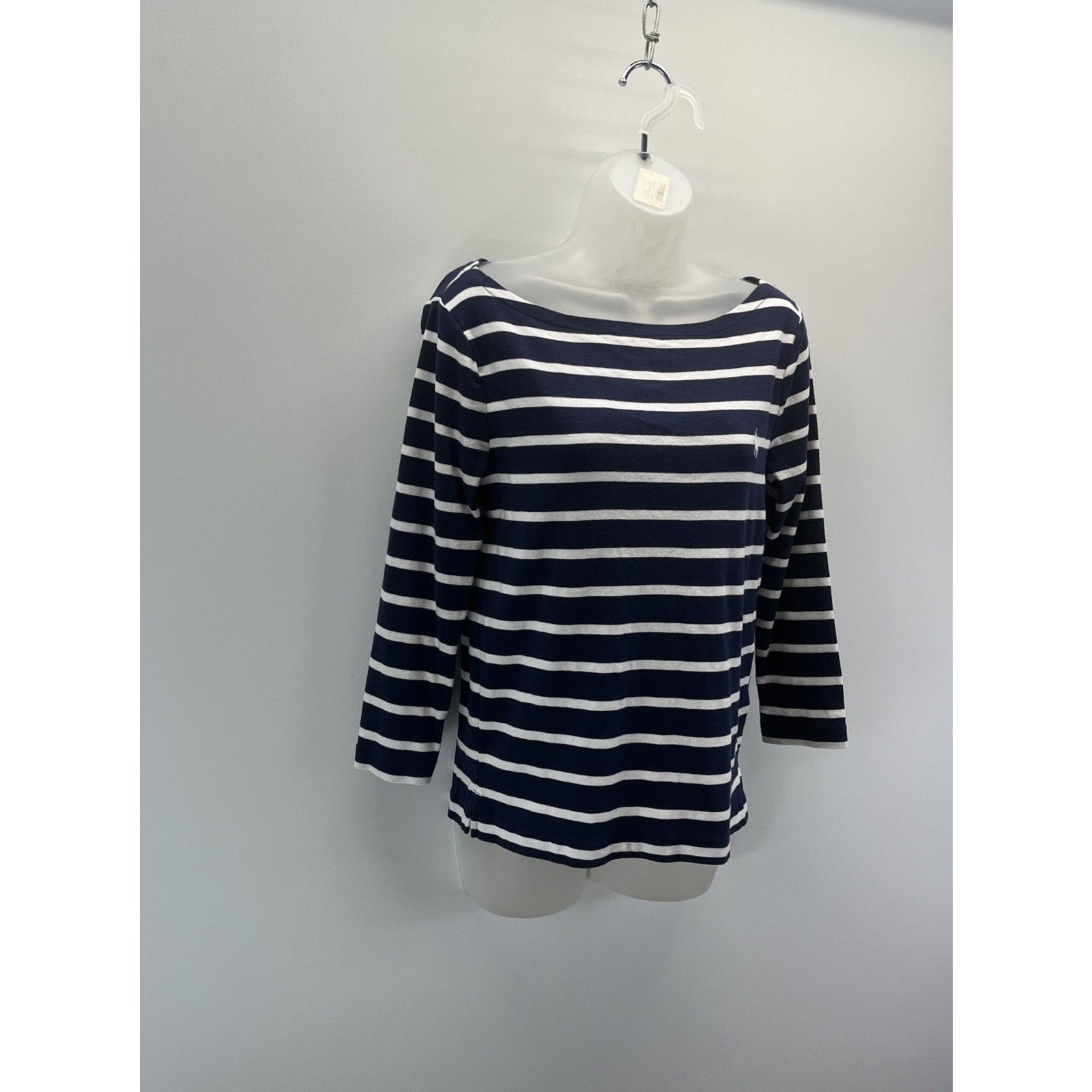 Polo Ralph Lauren Women’s Blue And White Striped Mariner LS Top Size Large