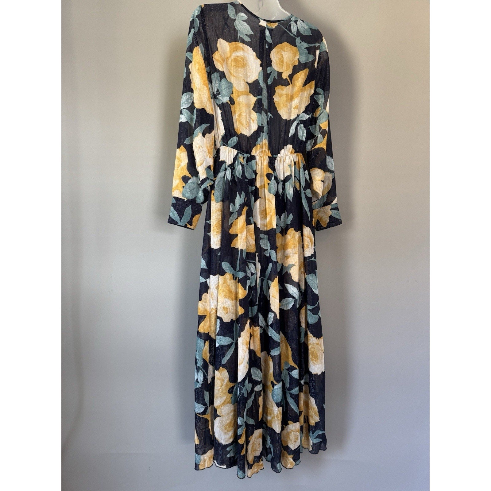 Alexa B Nites Floral Maxi Dress Women’s 4 Sheer Chiffon Wrap Long Sleeve Boho