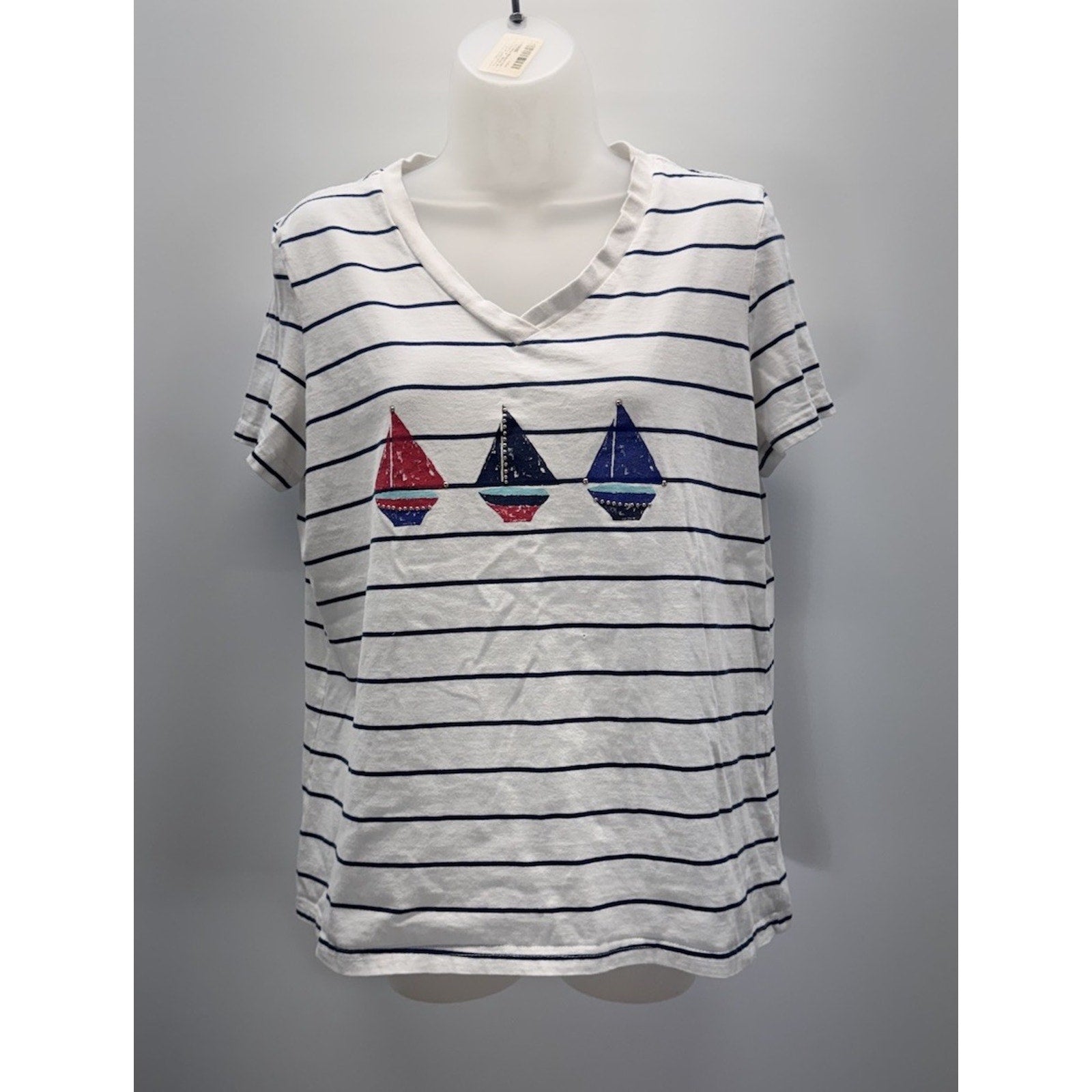 Sun Bay Sailboat Red White & Blue T-shirt Size Small Short Sleeves