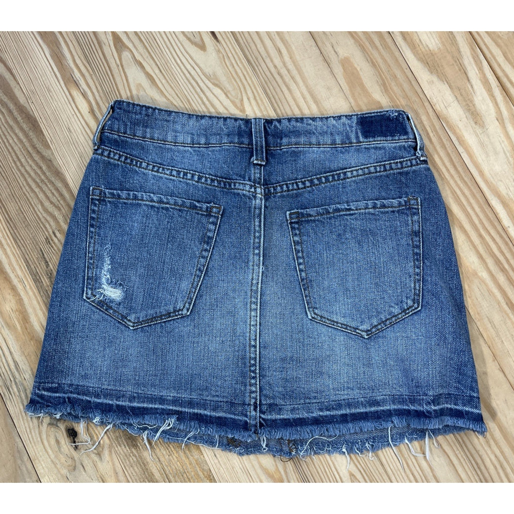 Rewash Women's Denim Skirt Ripped Distressed Cut-Off Raw Hem Cotton Sz. 2/25