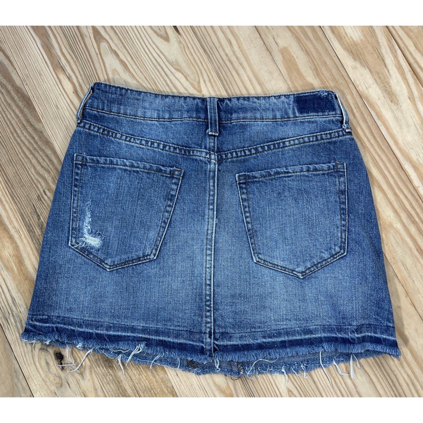 Rewash Women's Denim Skirt Ripped Distressed Cut-Off Raw Hem Cotton Sz. 2/25