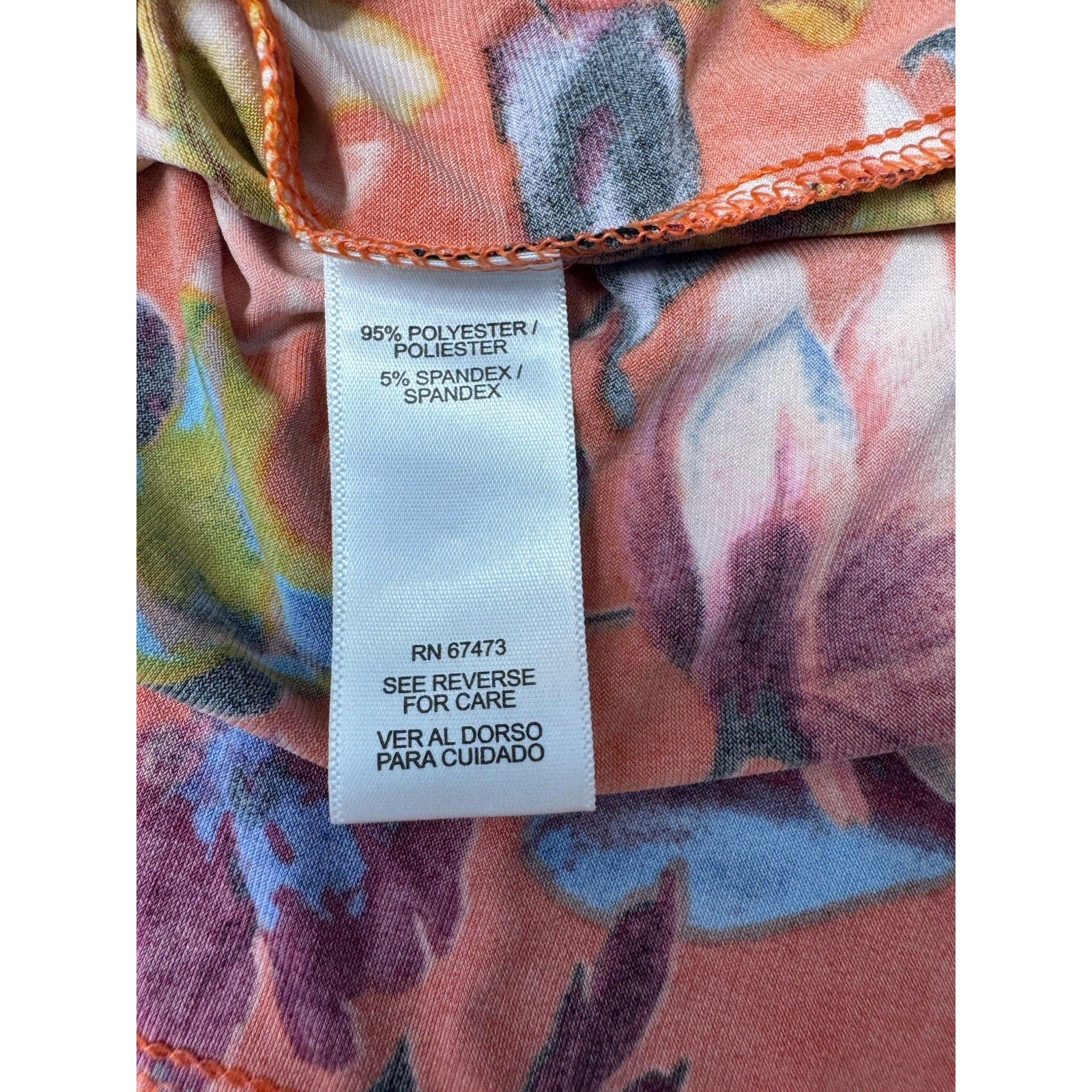 Gabby Skye Ladies Floral Pleated Style Shift Dress Orange Size 8 Flow & Stretch