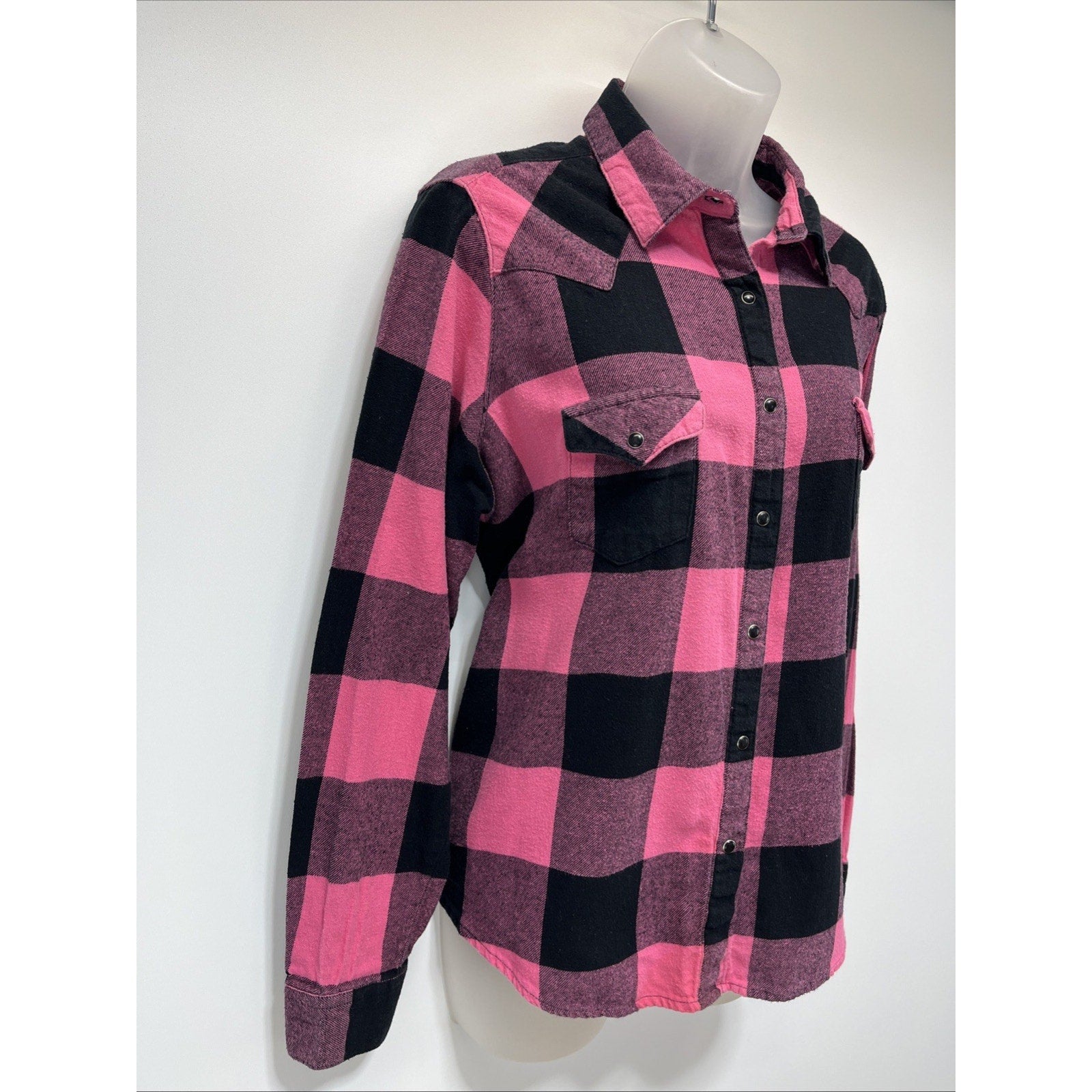 Wrangler Wrancher Western Pearl Snap Shirt XXL Long Sleeve Pink Plaid Cowgirl