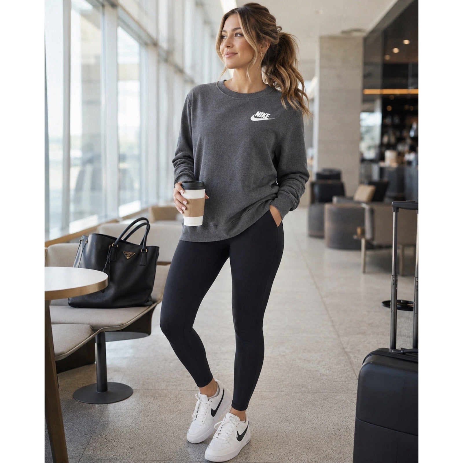 Y2K NIKE Red Tag Women's Crew Pullover Top Sweatshirt Hi-Low Hem 854953-032