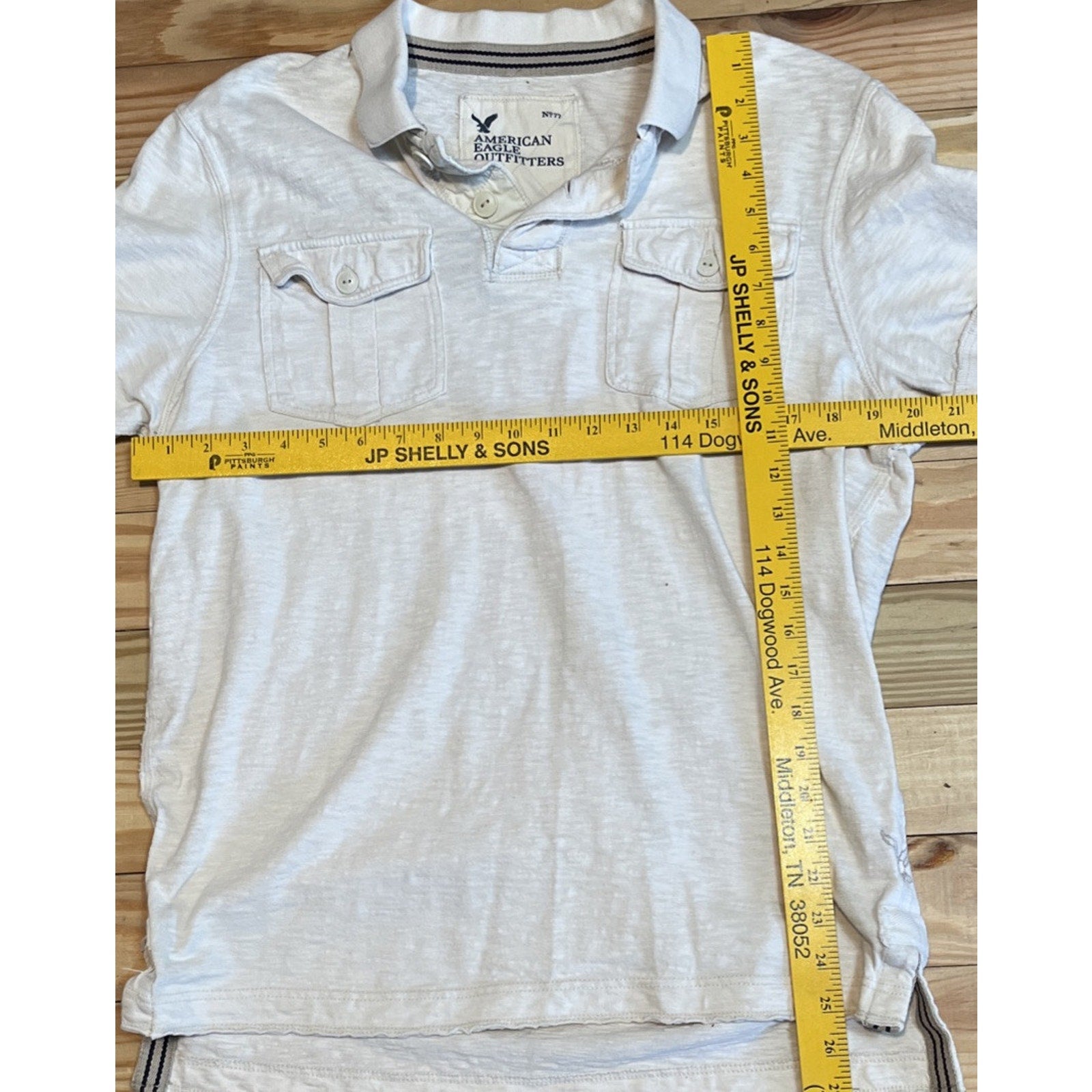 American Eagle Polo Shirt Relaxed Fit Short Sleeve Vintage Wash 100% cotton L