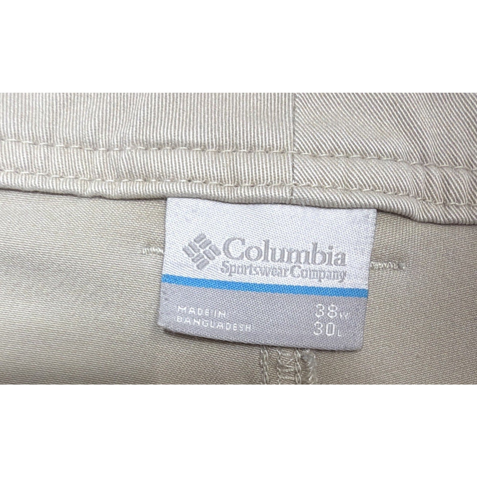 COLUMBIA MENS STRAIGHT FIT FLAT FRONT TAN KHAKI PANTS SIZE 38X30 COTTON ELASTANE