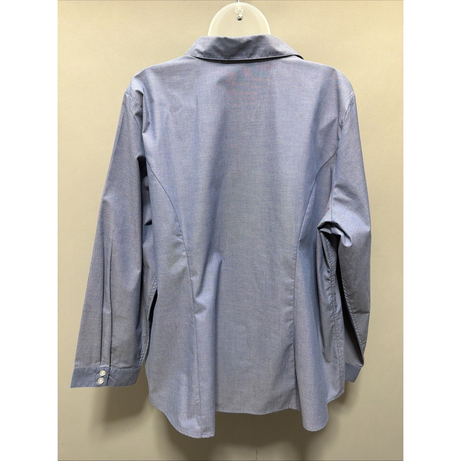 CJ Banks Wrinkle Resistant Button Up Tunic Shirt Womens Plus Size 2X Blue New