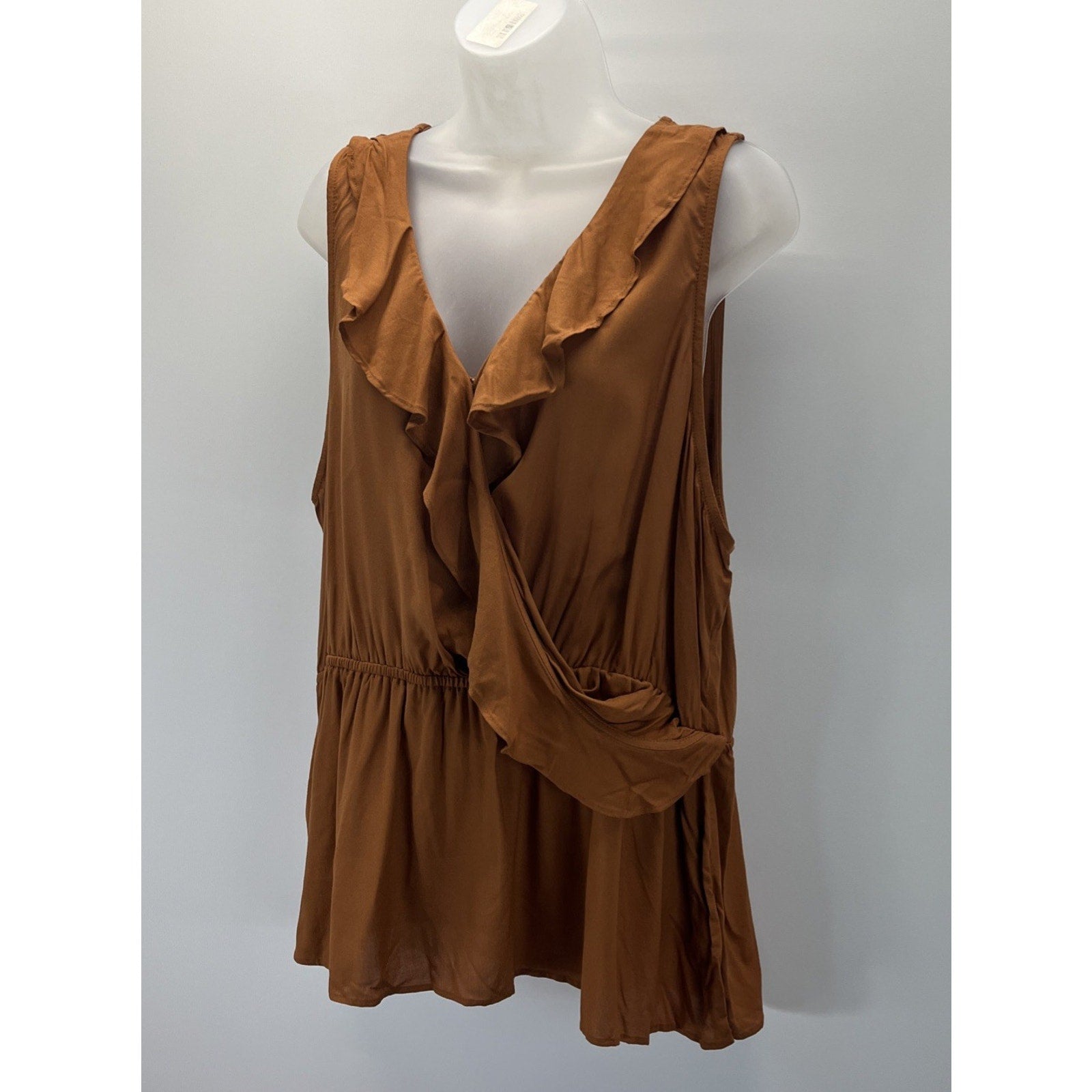 NWT Maurices Ruffle Surplice Tank Top Burnt Orange Fall Plus Size 1X