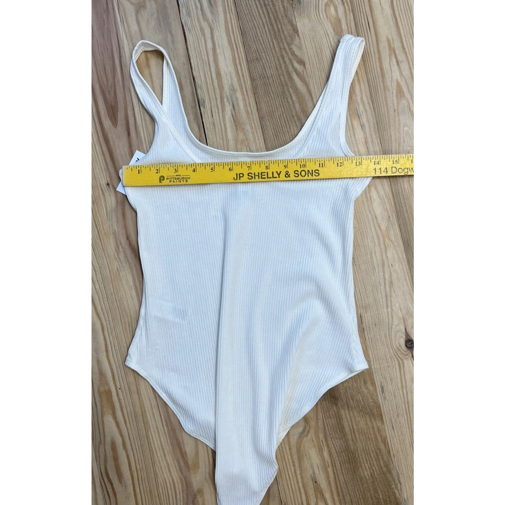 Old Navy Rib Knit Cotton Blend White Body Suit Size M
