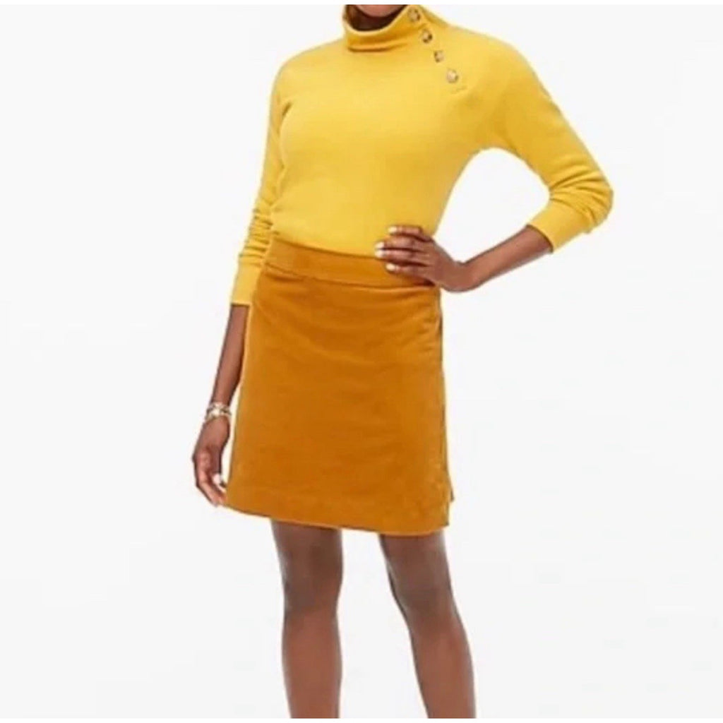 J Crew Yellow Pencil Woven Wool Lined Knee Length Zipper Skirt Women’s Size 2