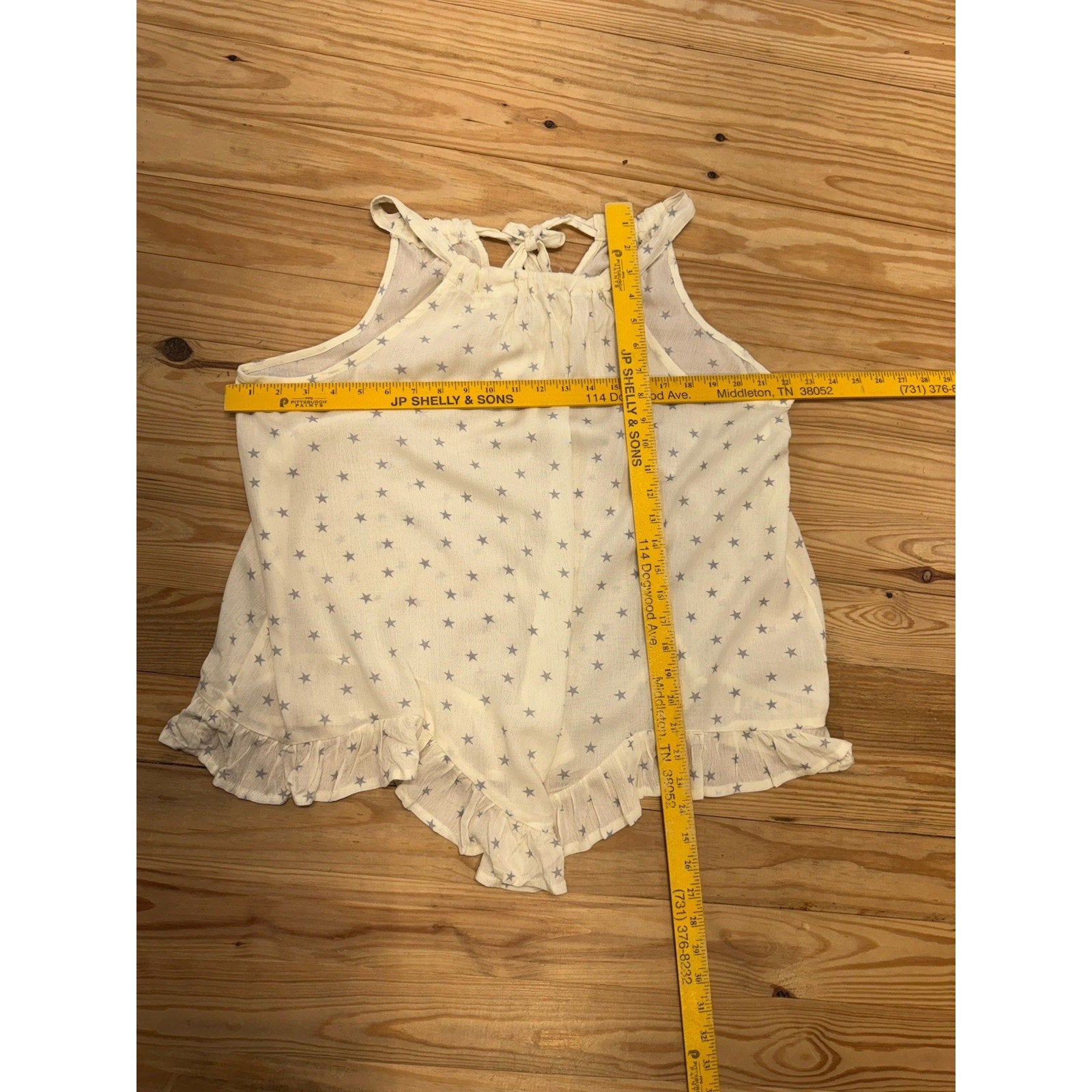 Maurices Ivory Gray Stars Halter Top Boho Ruffled Women’s Size Large NWT