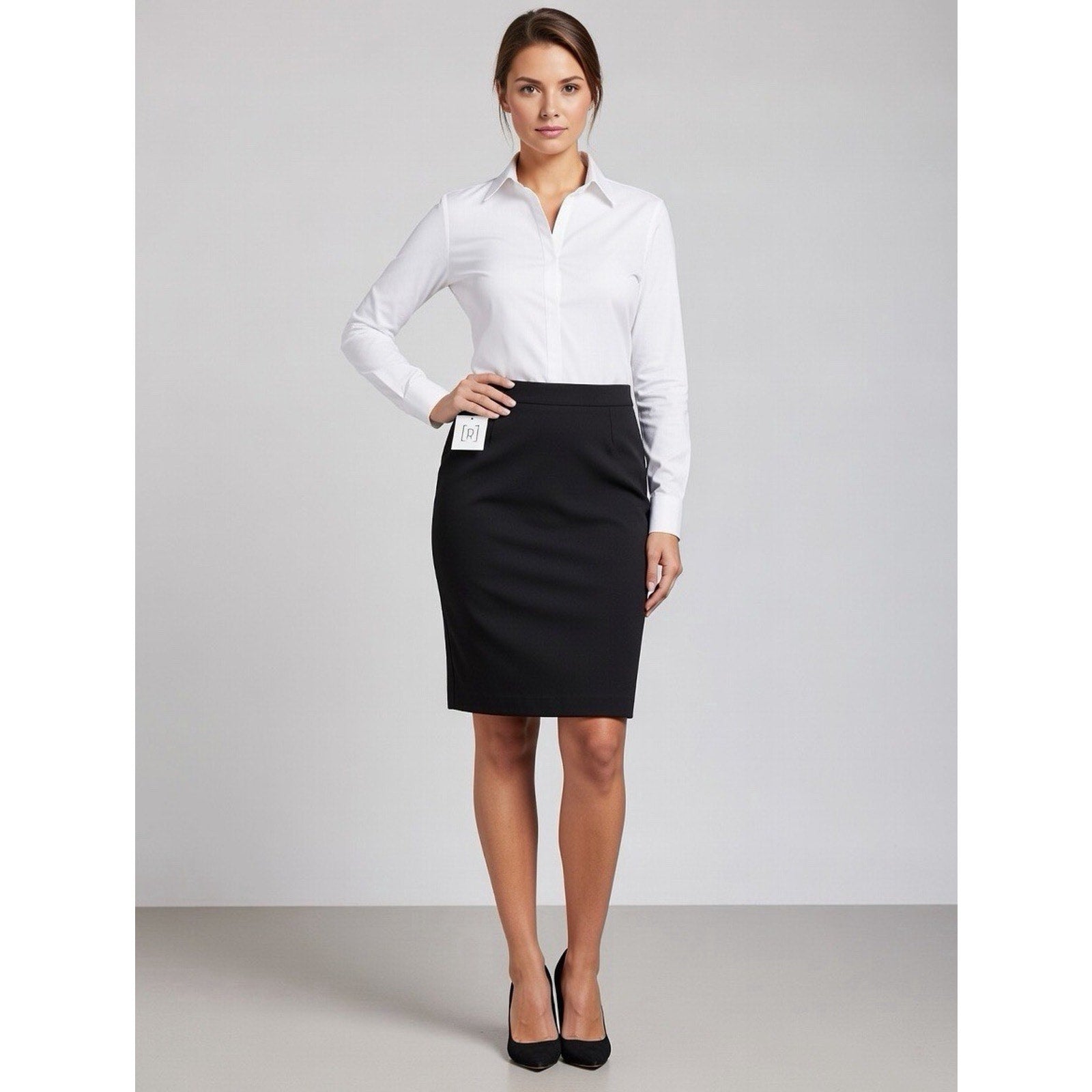 New Womens Black Relativity Flat Front Lined Skirt Size 12