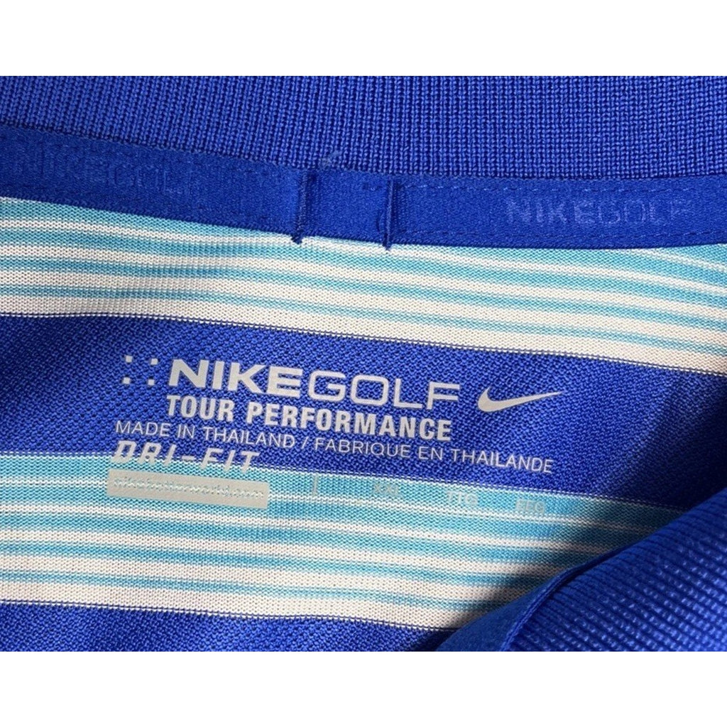 Nike Golf Tour Performance Dri Fit Men's Polo Shirt Blue Striped XXL Polyester