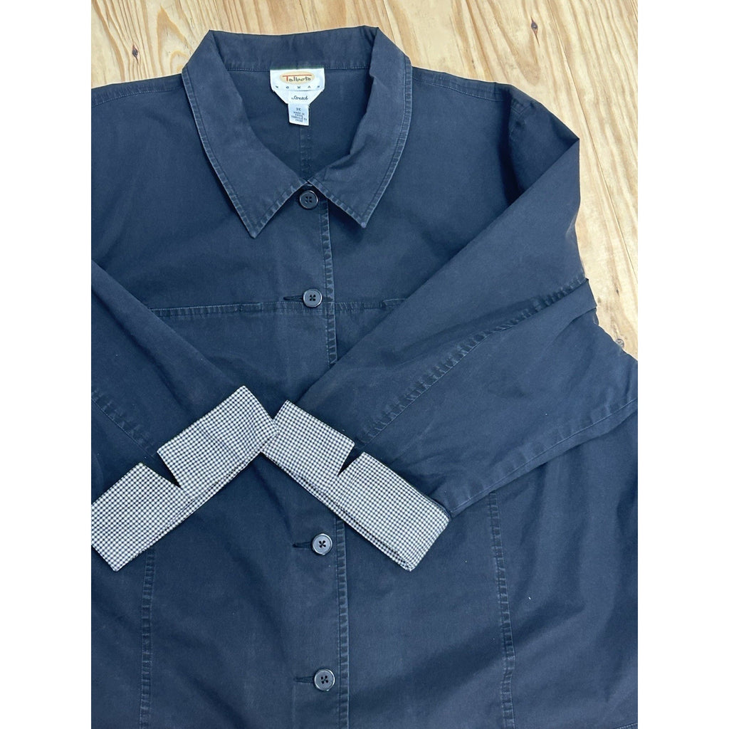 TALBOTS Womens Jacket 3XL Black Button Up Short Utility Jacket.