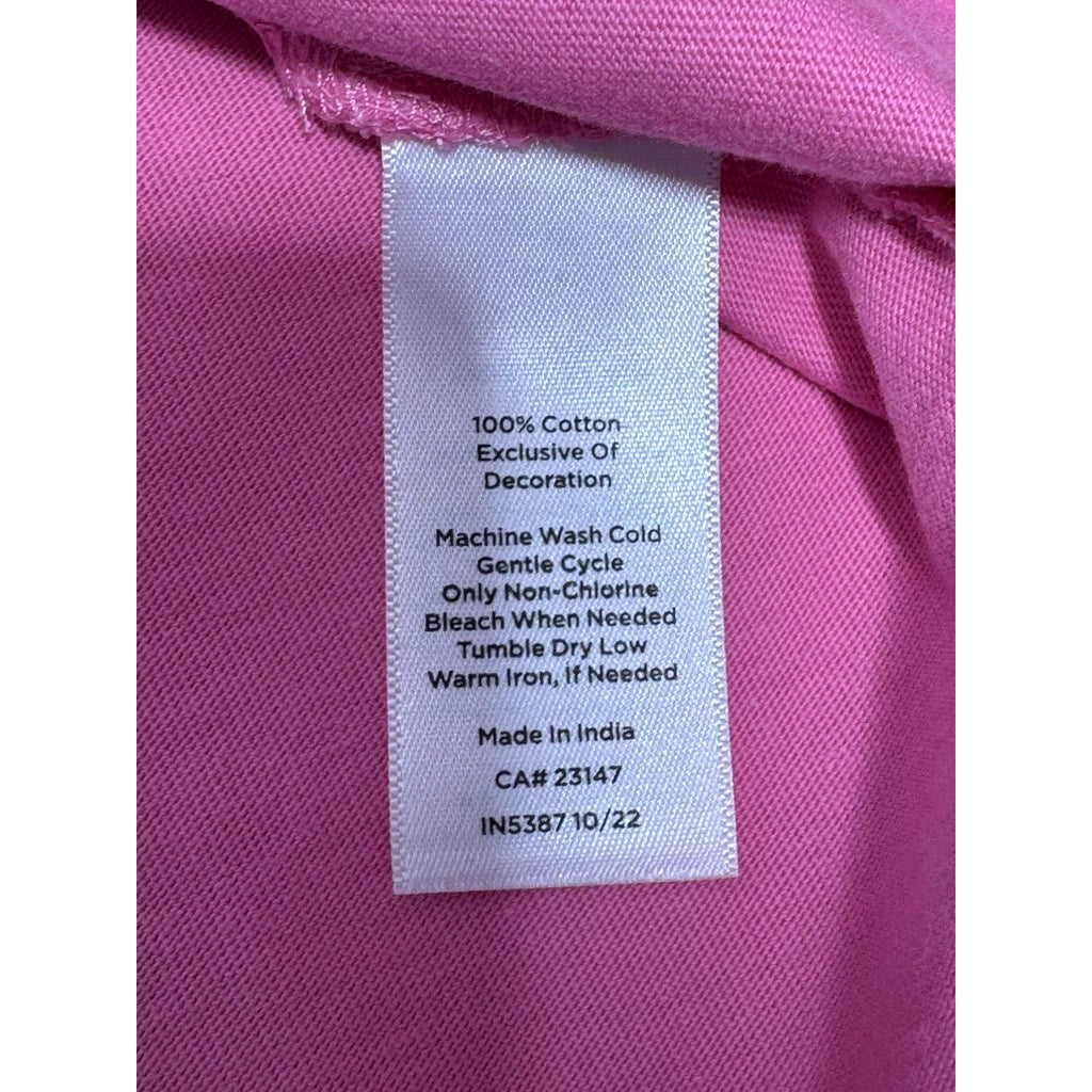 Talbots Cotton Puff Sleeve Pink Long-sleeved Blouse White Lace Cutout Size XLP