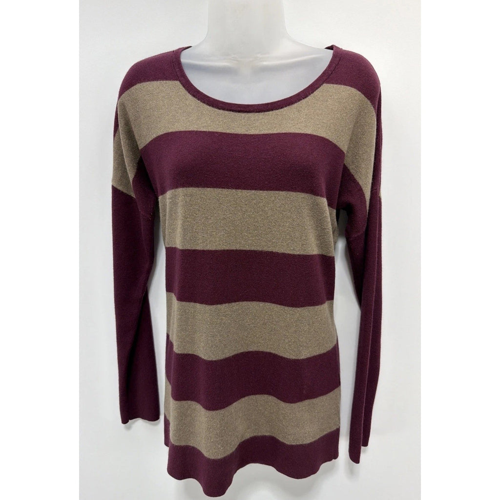 Banana Republic Womens Dolman Sleeve Sweater Sz M Burgundy/Tan Rabbit Hair