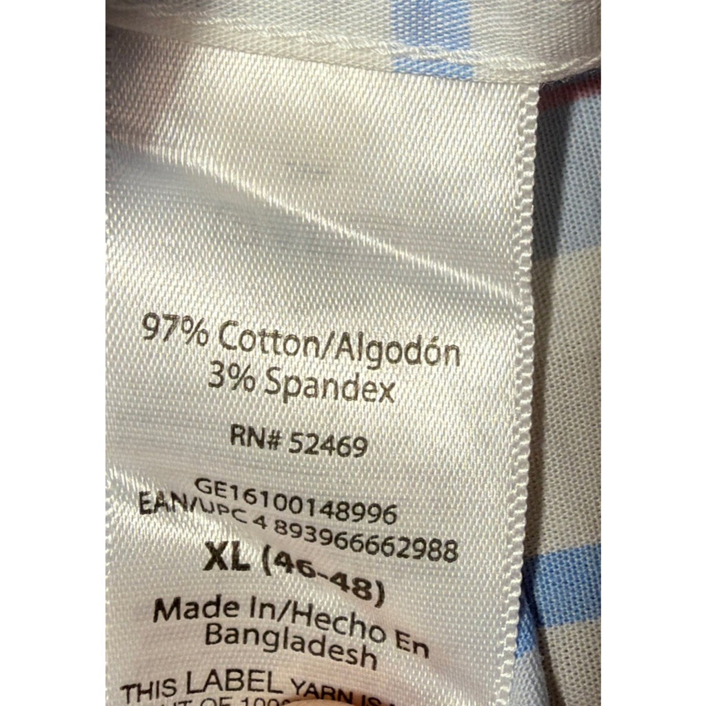 George Men’s Button Down Stretch Poplin Shirt XL 46-48 Blue Plaid NWT
