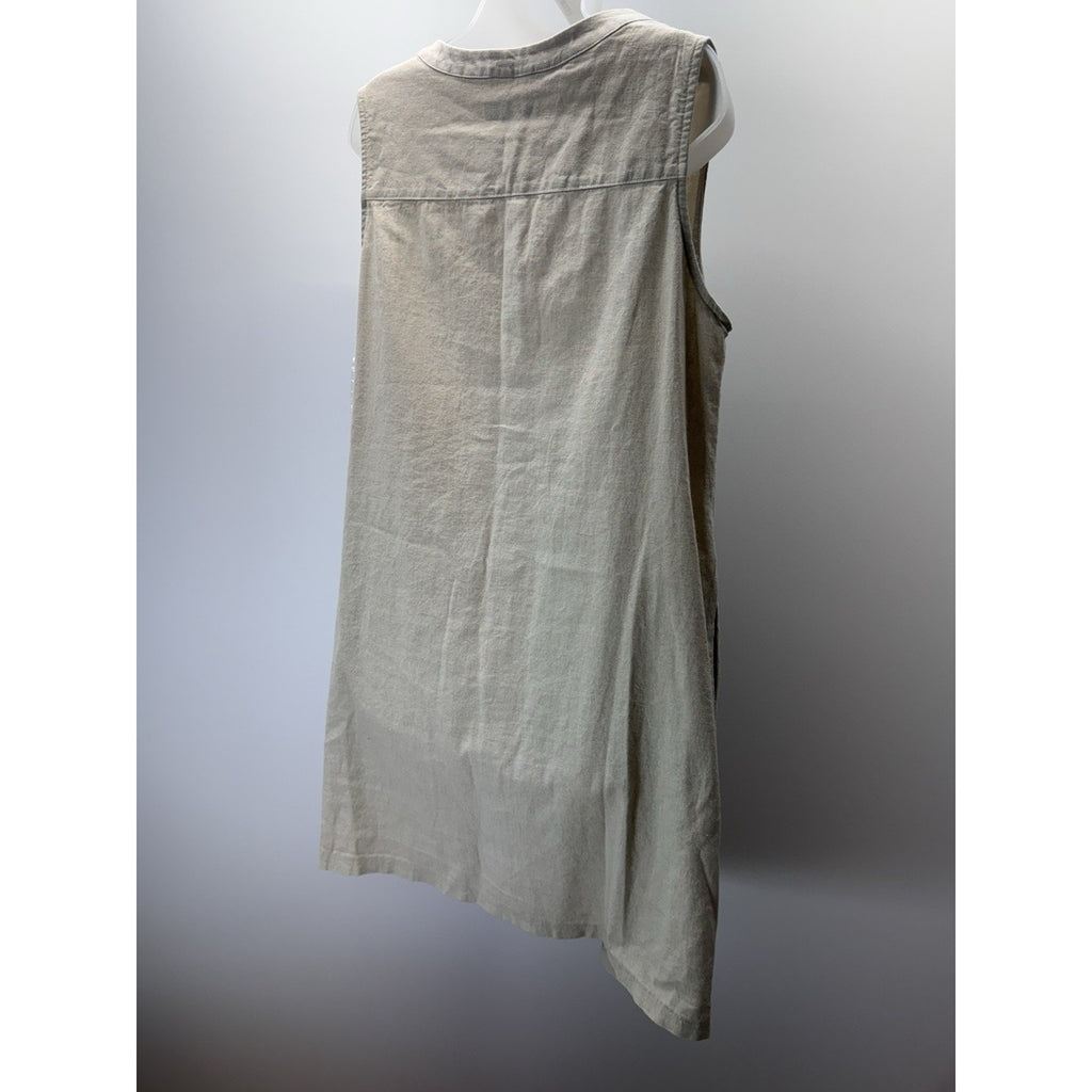Liz Claiborne Linen Blend Sleeveless Shirt Dress Pockets Size Large Beige NWT