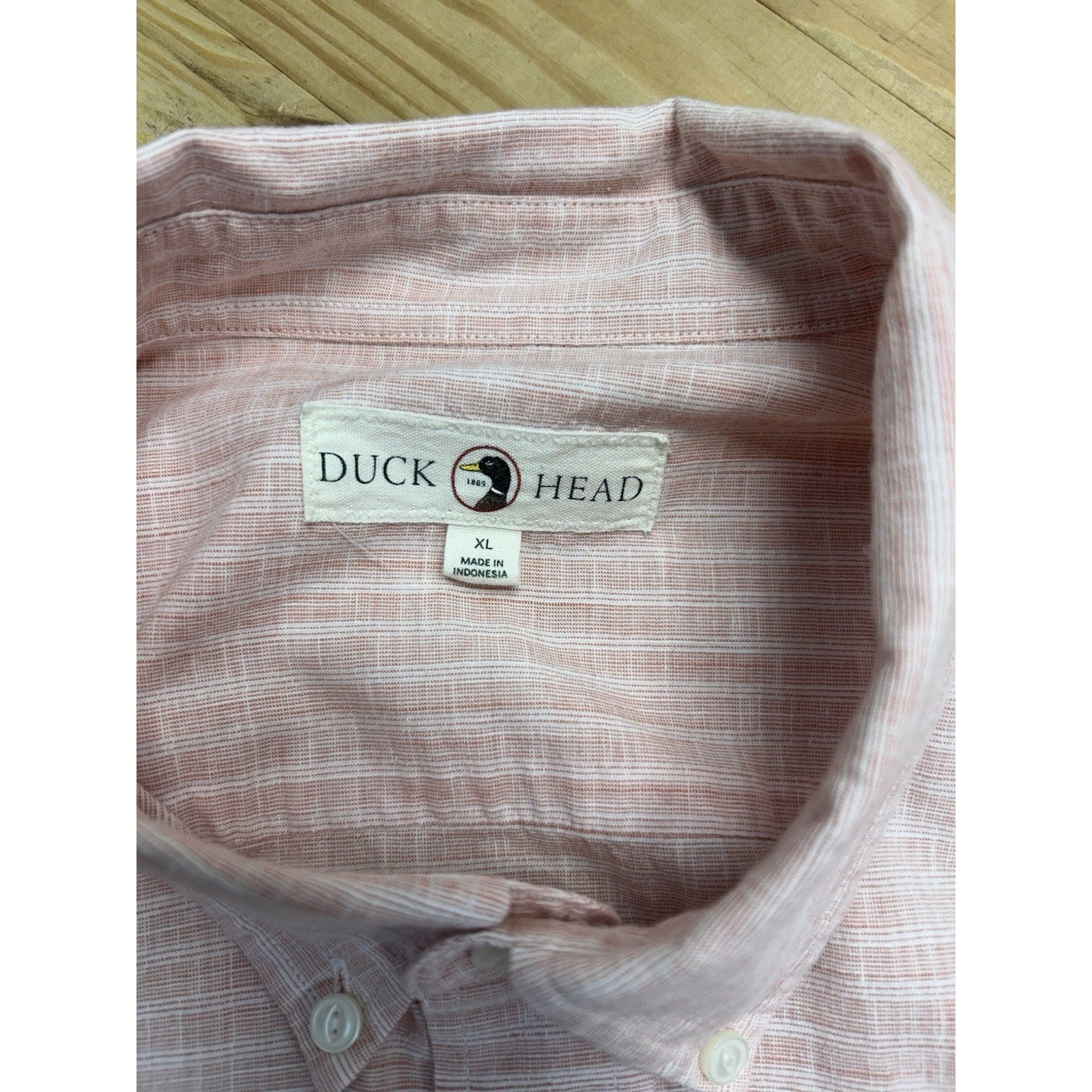 Duck Head Shirt Mens XL Pink & White Striped Short Sleeve Casual Beach