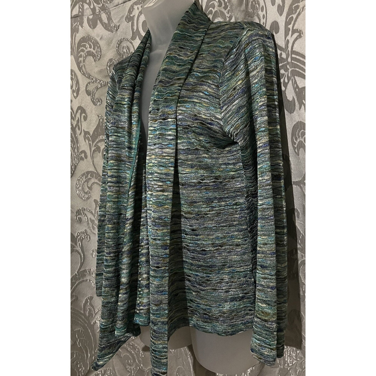 Cable & Gauge womens medium long sleeve green open front cardigan