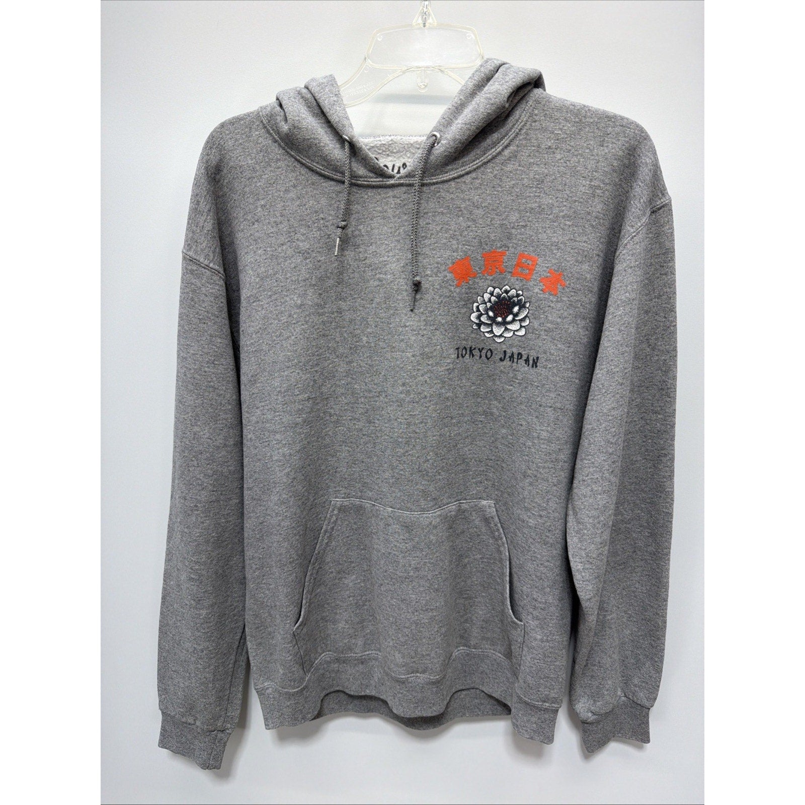 Bowery Tokyo Japan Hoodie Men’s M Gray Long Sleeve Pullover Sweatshirt Graphic