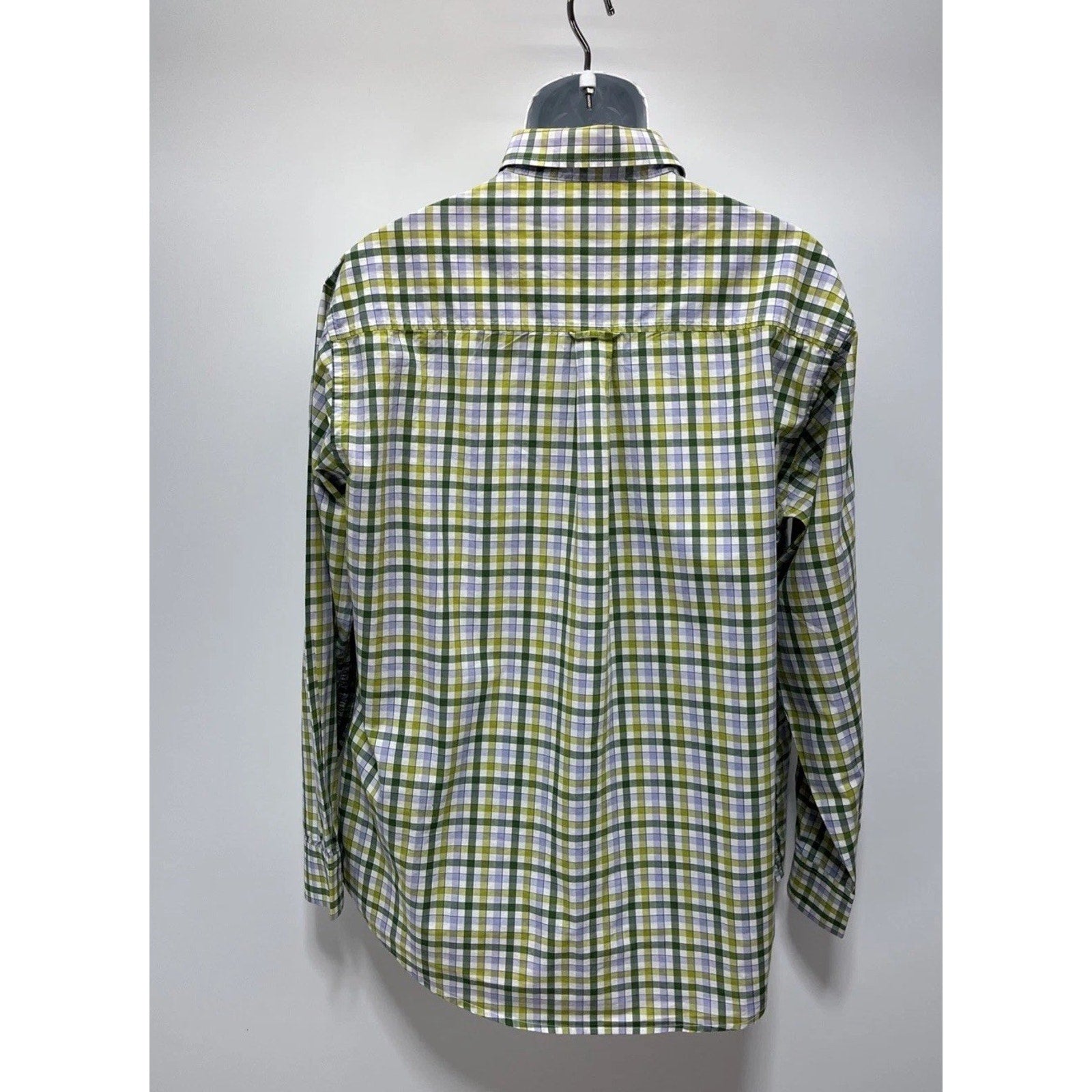 Club Room by Charter Club Men's Blue Green Plaid Button Front Shirt L Pima Cott