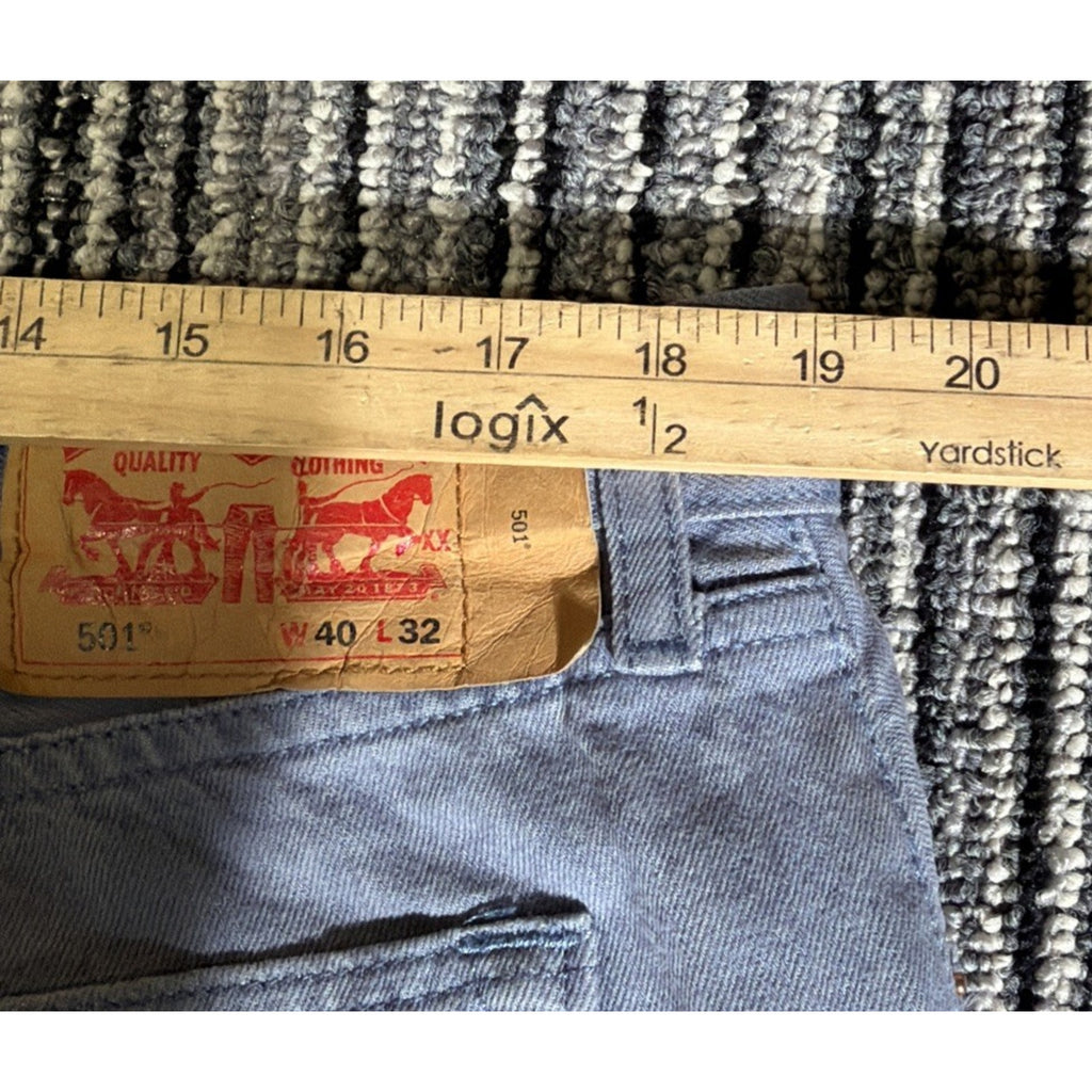 Levi's 501 Men's Gray Blue Straight Button Fly Jeans 40x32 Actual 38x30 Workwear