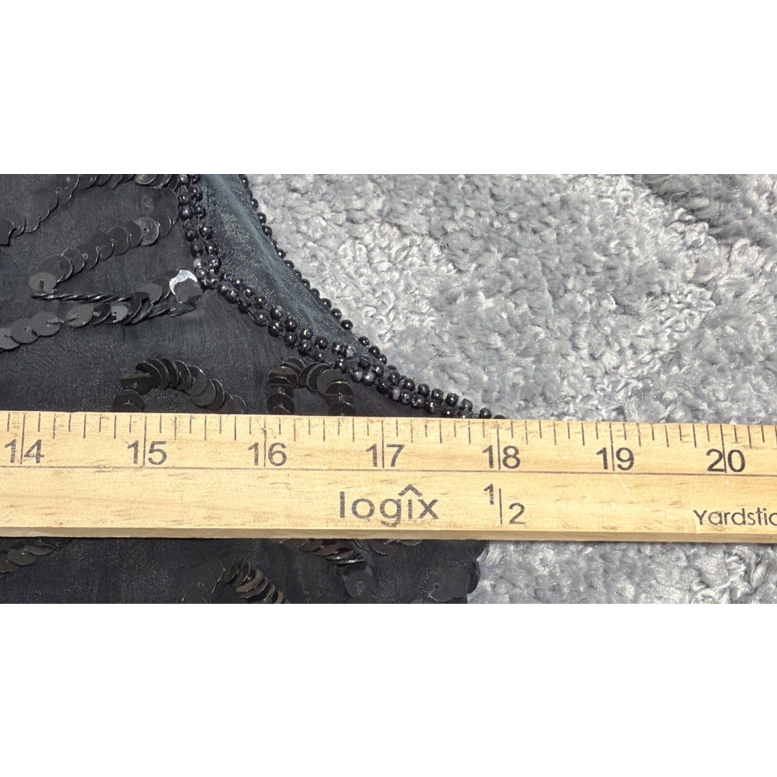 Vintage LORD & TAYLOR Sequin Black Beaded Top Sequins Pearls Silk Blouse Sz S