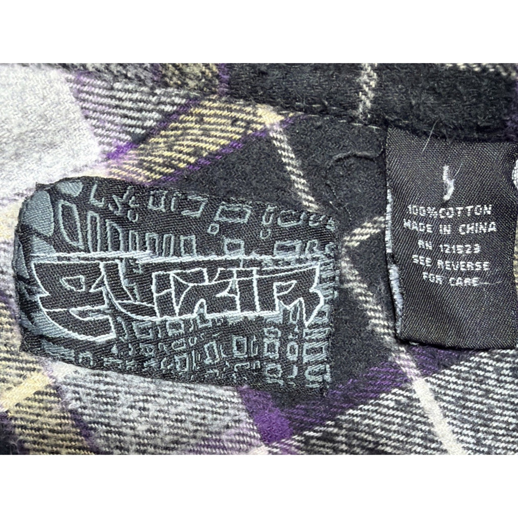 ELixir Plaid Purple Heavyweight Flannel Shirt Double Pocket Commuter Button Up L