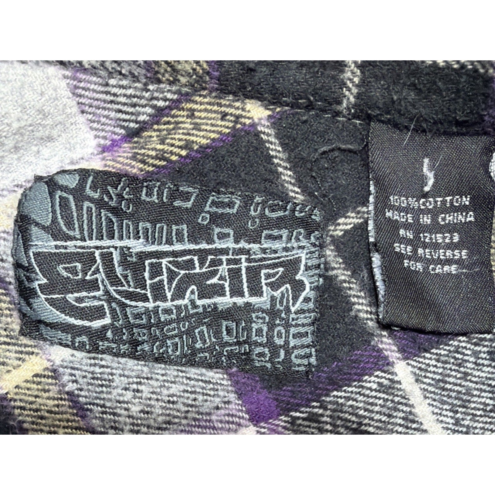 ELixir Plaid Purple Heavyweight Flannel Shirt Double Pocket Commuter Button Up L