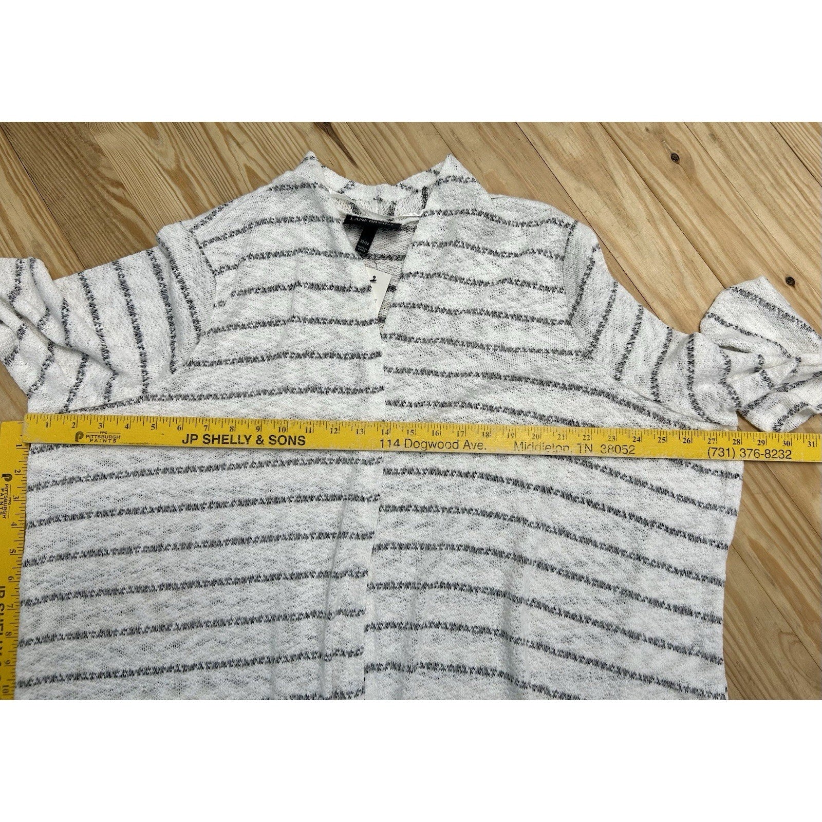 NWT Lane Bryant Open Front Cardigan White And Black 22/24 Long Duster Sweater.